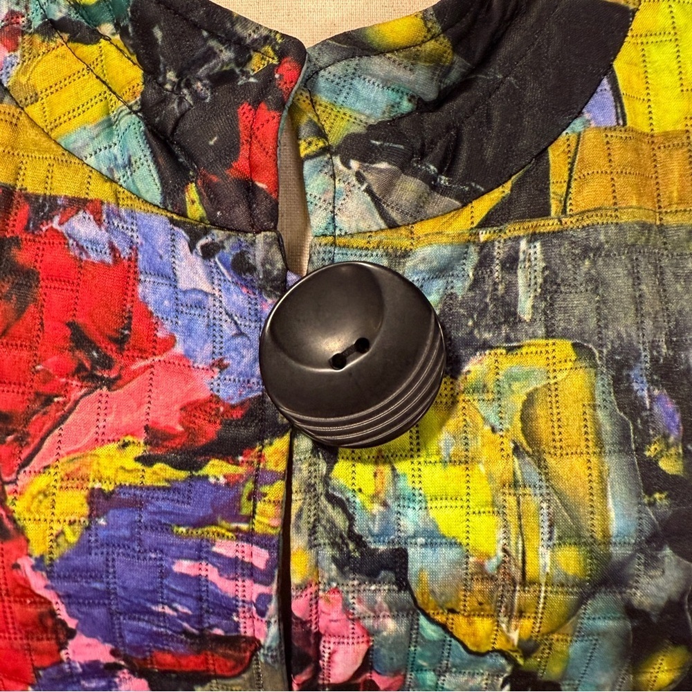 Multiples Multicolor Abstract Stand Collar Button… - image 2